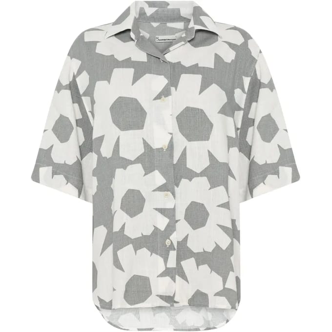 Gedrukte blouse voor vrouwen KnowledgeCotton Apparel Loose Linen Mix