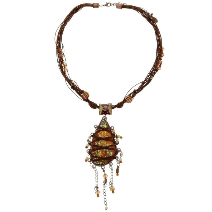 Behave - Dames Ketting - Bohemian Hanger - Bruin - Statement Stijl - 48+7,5 cm