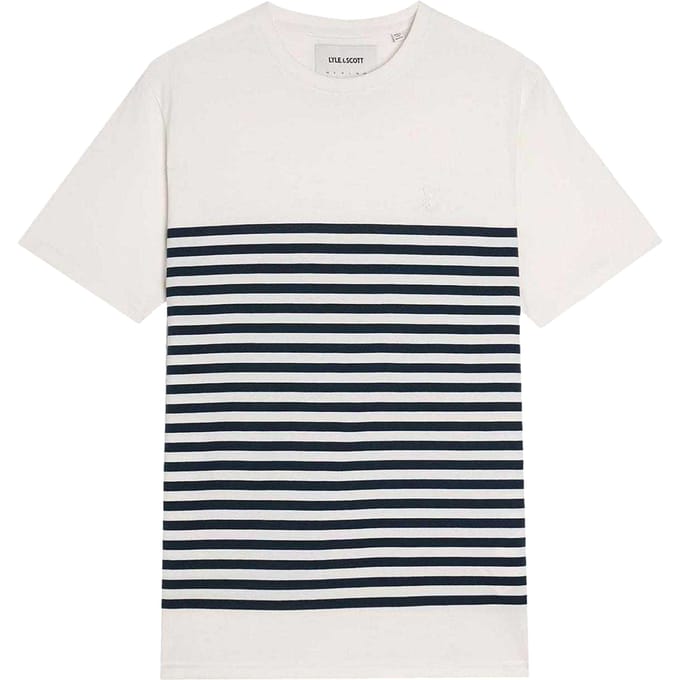Lyle & Scott Heren-T-shirt met Bretonse strepen (Wit)