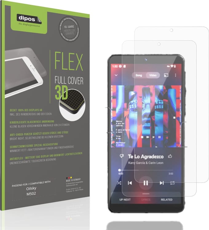 dipos FLEX – 2x Matte Screenprotector geschikt voor Oilsky M502 | Volledige Schermbescherming | Case-Friendly