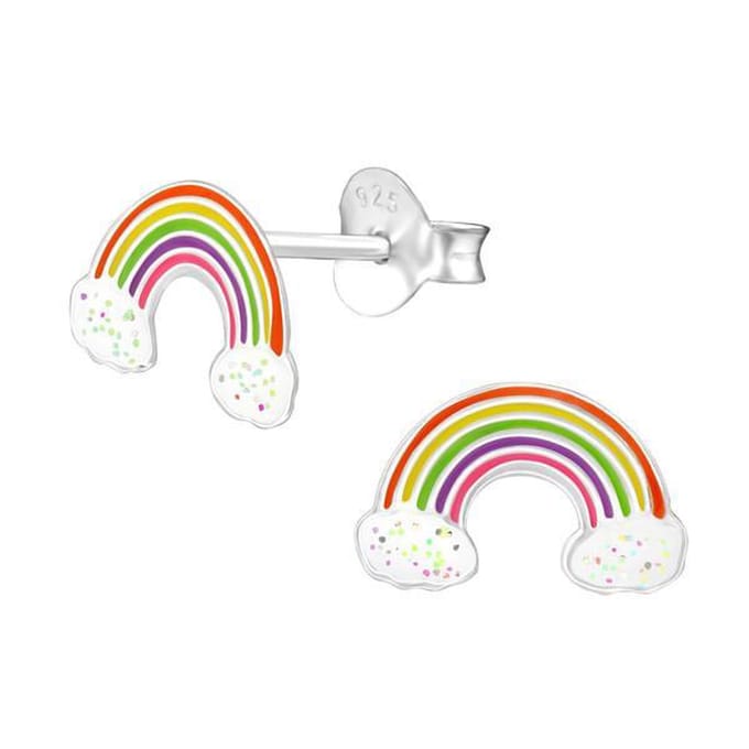 Amanto Kids Oorbellen Ely - 925 Zilver E-Coating - Regenboog - 7x10 mm
