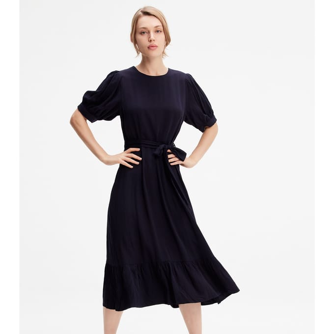 Viscose blouse-jurk met donzige zoom