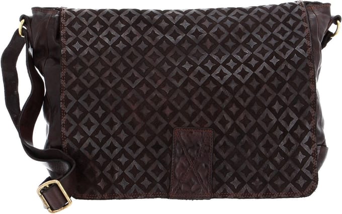 CAMPOMAGGI Leren Schoudertas Crossbody Bag Moro Donkerbruin