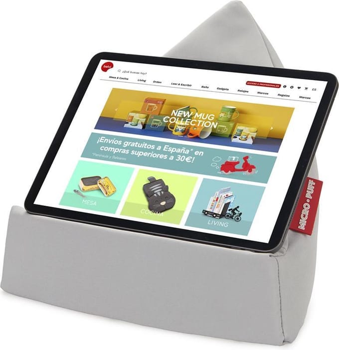 Balvi Tablethouder Ipadhouder Boekensteun Micro Puff Grijs