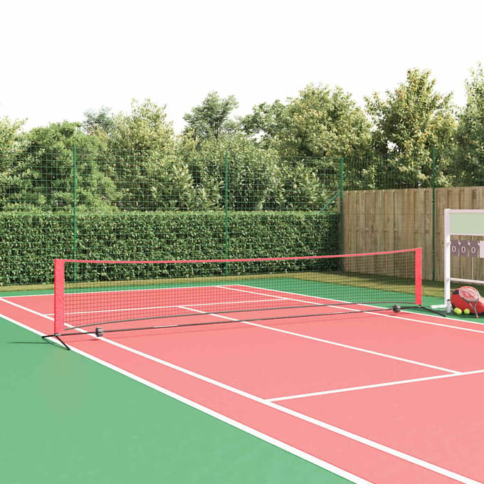 vidaXL - Tennisnet - Zwart - en - Rood - 494,5 - x - 90 - x - 87 - cm - Polyester