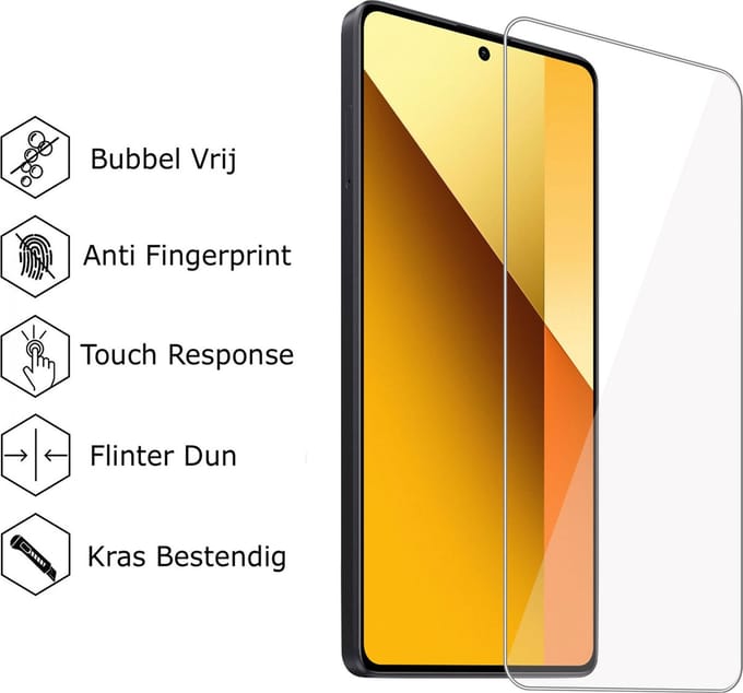 Hoesje + Screenprotector geschikt voor Xiaomi Redmi Note 13 5G – Tempered Glass - Extreme Shock Case Transparant