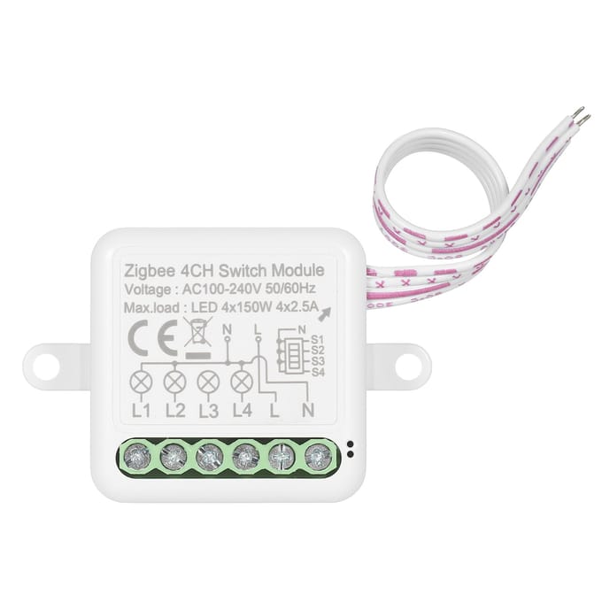 2CH Zigbee Mini Smart Switch-relaismodule Ondersteuning 2-weg schakelaar voor slimme huisautomatisering 4CH Zigbee Switch Module wit