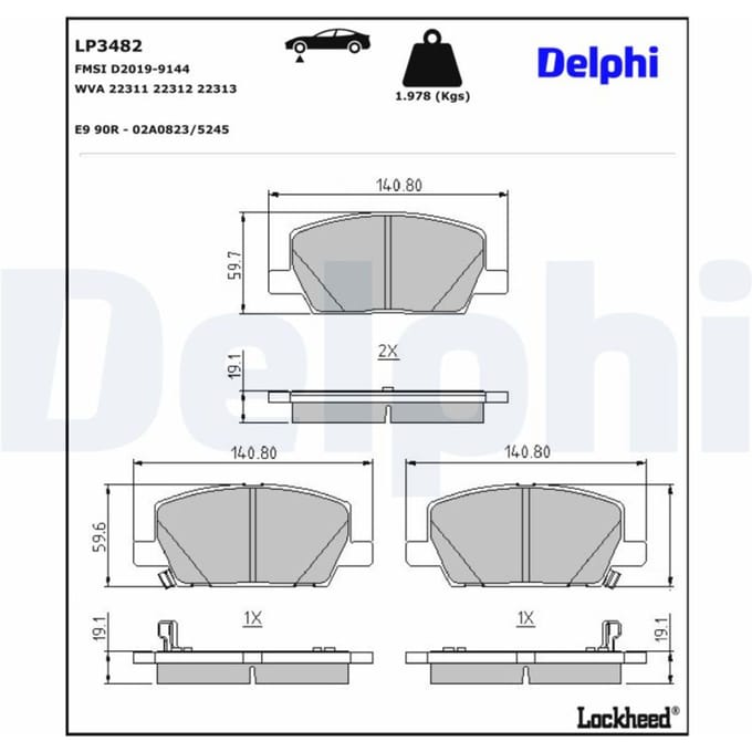 Remblokset DELPHI LP3482, voor