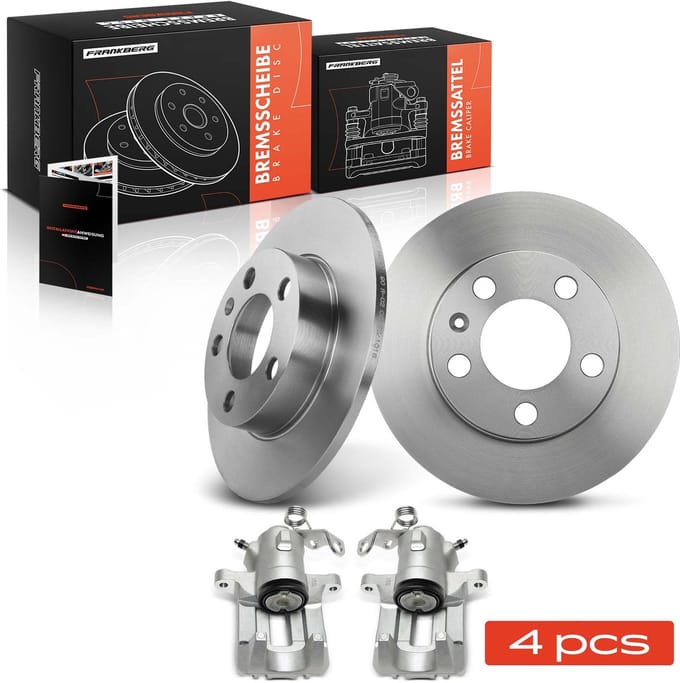 Frankberg 2x remklauw + 2x remschijf achter voor VW Golf 4 Polo Audi