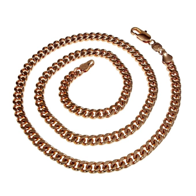 50 cm x 5 mm Ketting Roségoud Plated, Cubaanse Schakelketting – Unisex