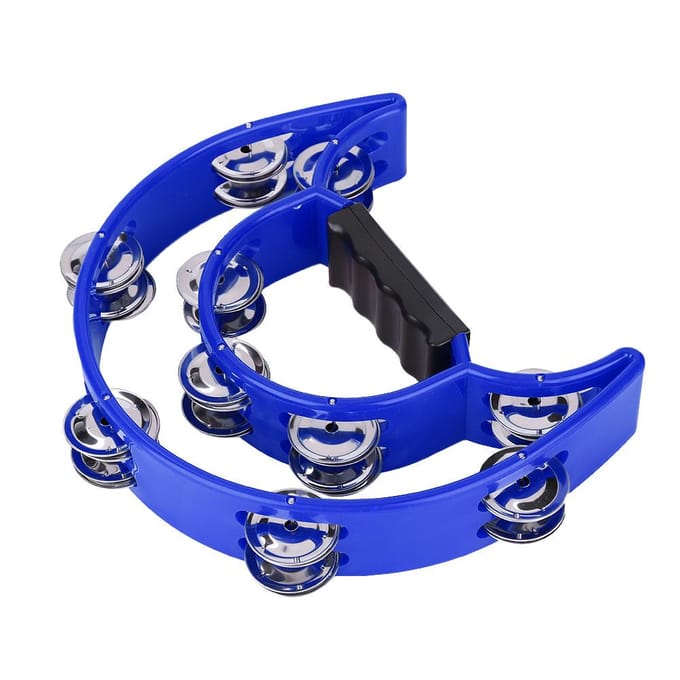 Double rangée de grelots Clochette Tambourin Percussion Instrument de musique(Bleu) yellow