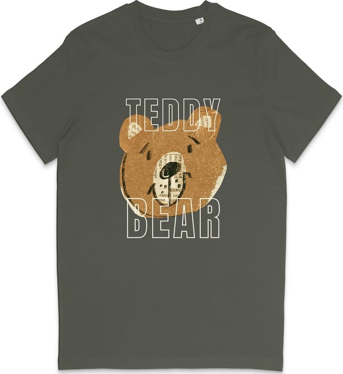 T Shirt Dames Heren - Grappige Teddy Beer Print Opdruk - Khaki - M