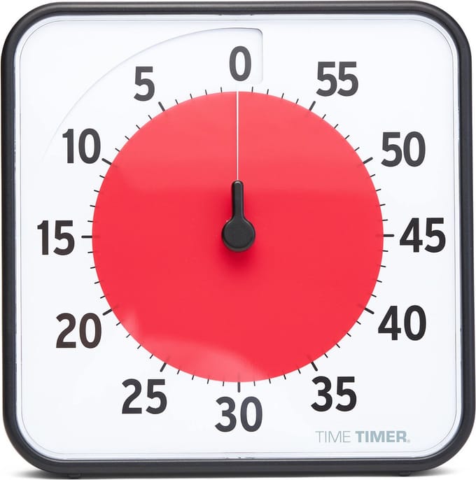 Time Timer® Original Medium – Zwart met Rode Schijf | Visuele Timer 60 Minuten