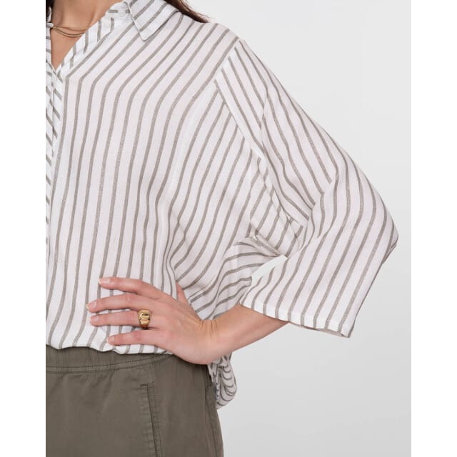Geisha Blouse lurex stripes ecru dessin