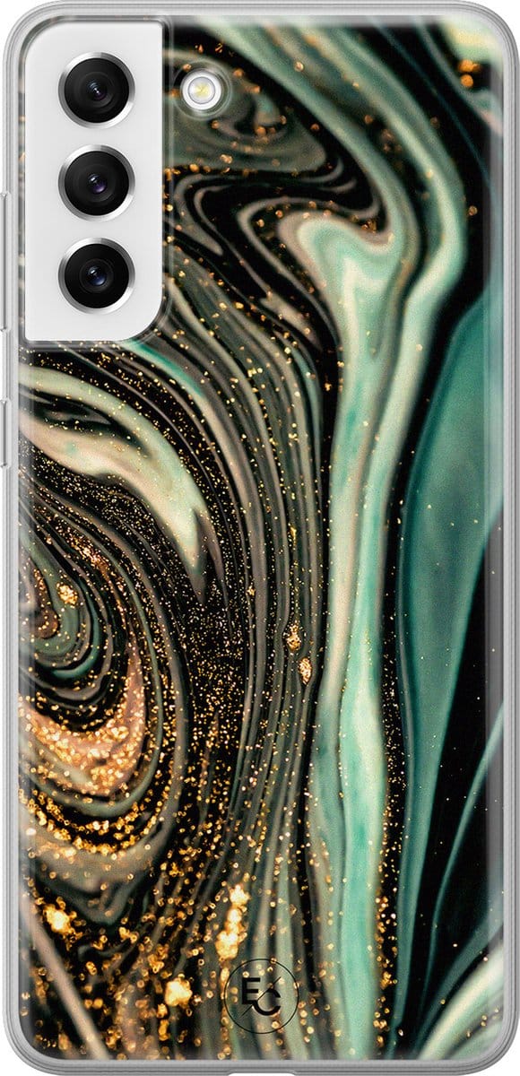 Hoesje geschikt voor Samsung Galaxy S21 FE - Marble khaki - Soft Case - TPU - Marmer - Multi - ELLECHIQ