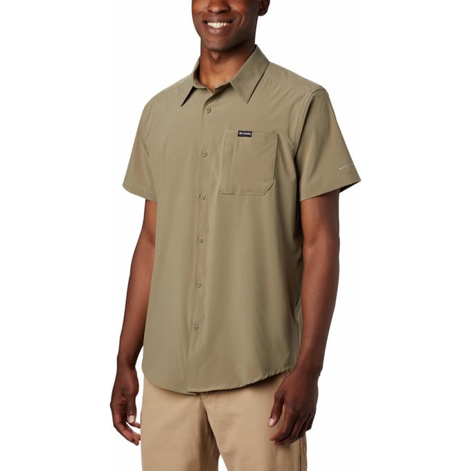 Columbia  - Maat L - Outdoorblouse Triple Canyon Ss Shirt Solid Heren - Sage