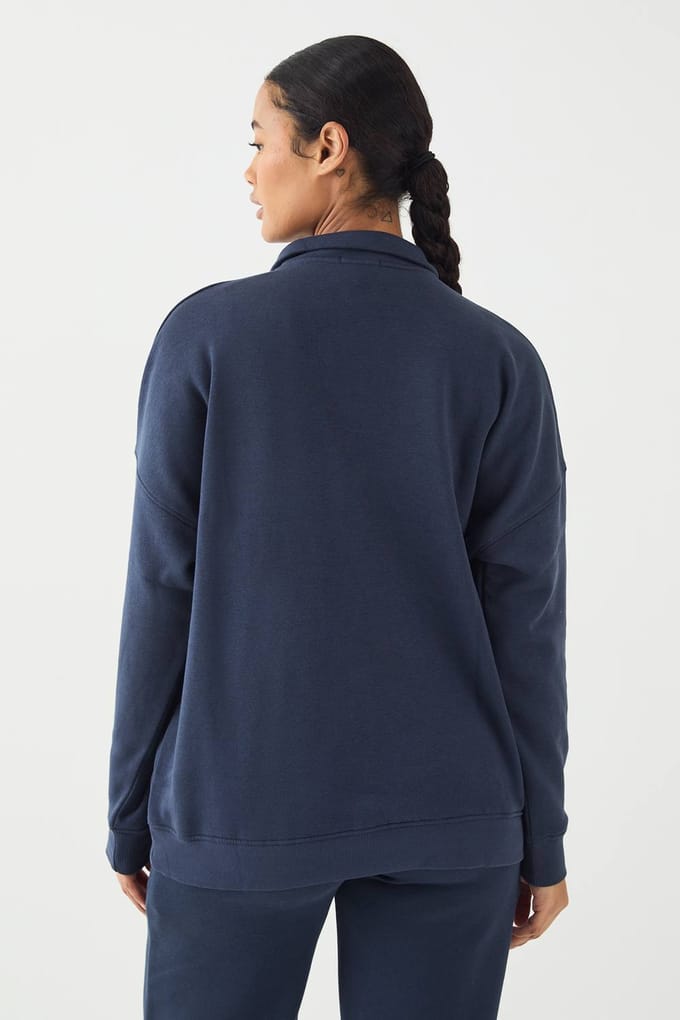 Dames DSGN Studio Applique Oversized Half Zip Sweatshirt | Marineblauw | Maat: 2XL