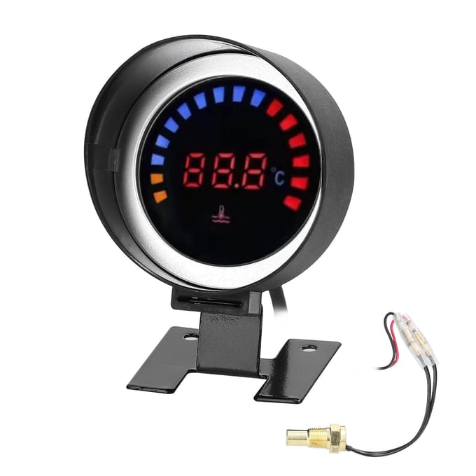 52 mm watertemperatuurmeter auto digitale meter LED-display 0-120 Celsius met sensoralarmfunctie voor zwart