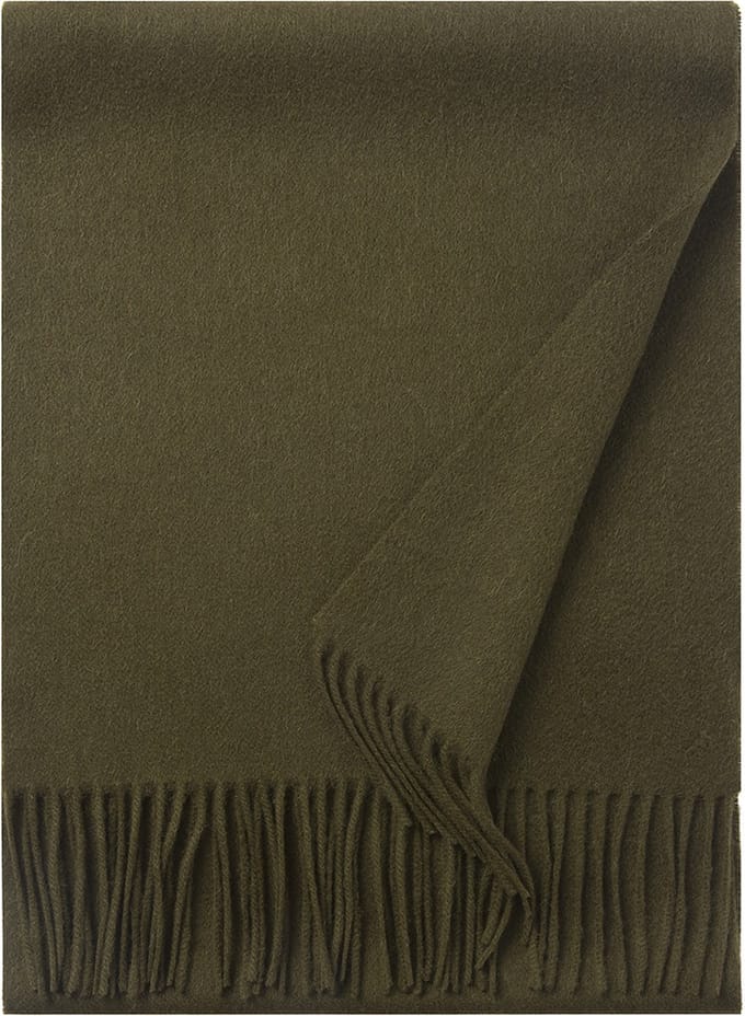 Hommard fijn geweven Lambswool scarf, heren, dames, unisex Olive Green, Olijf groen, Uni