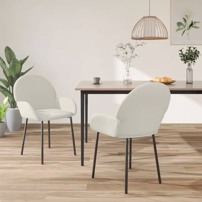 vidaXL Eetkamerstoelen 2 st fluweel crèmekleurig