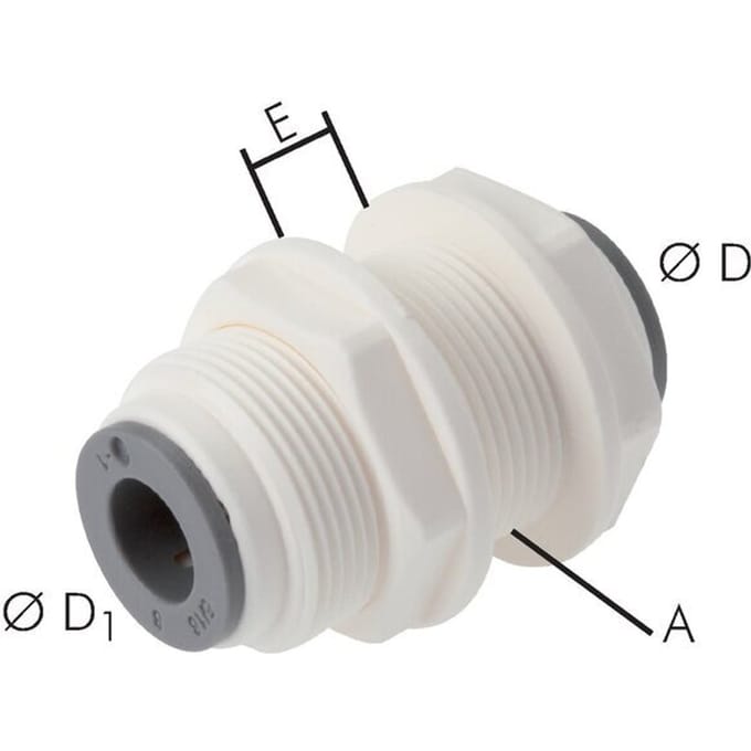 3/8'' POM Insteekfitting Schotdoorvoer EPDM [2 Stuks]