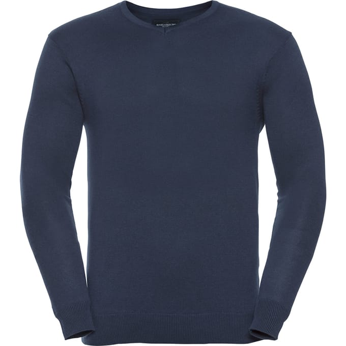 Russell Collection Heren Gebreid V Hals Sweatshirt (Franse marine)