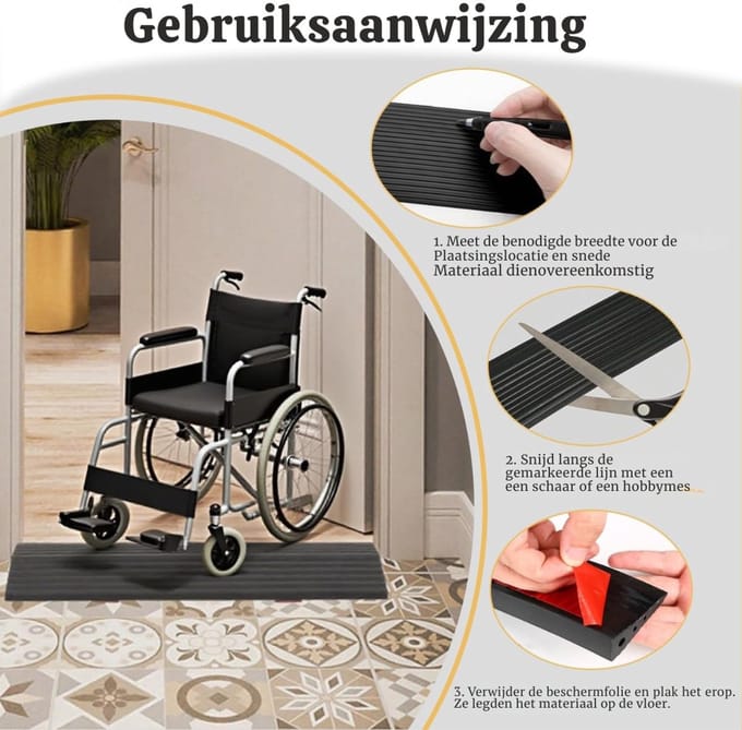 Drempelhulp Rubber - Oprijplaat Drempel - Drempels Overbruggen -Zwart