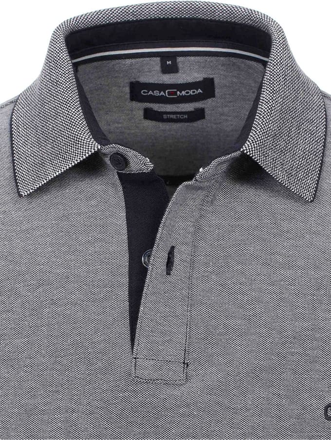 Casa Moda Polo Shirt Comfort Fit Effen Stretch Blauw - M