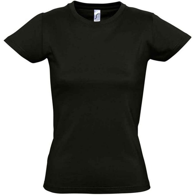 SOLS Dames/Dames Imperial T-shirt (Diep zwart)