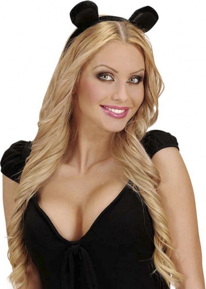 Widmann Diadeem muizen oren - zwart - volwassenen - kunststof/polyester - muizenoren haarband