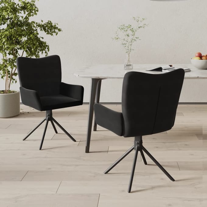 vidaXL - Eetkamerstoelen - draaibaar - 2 - st - fluweel - zwart