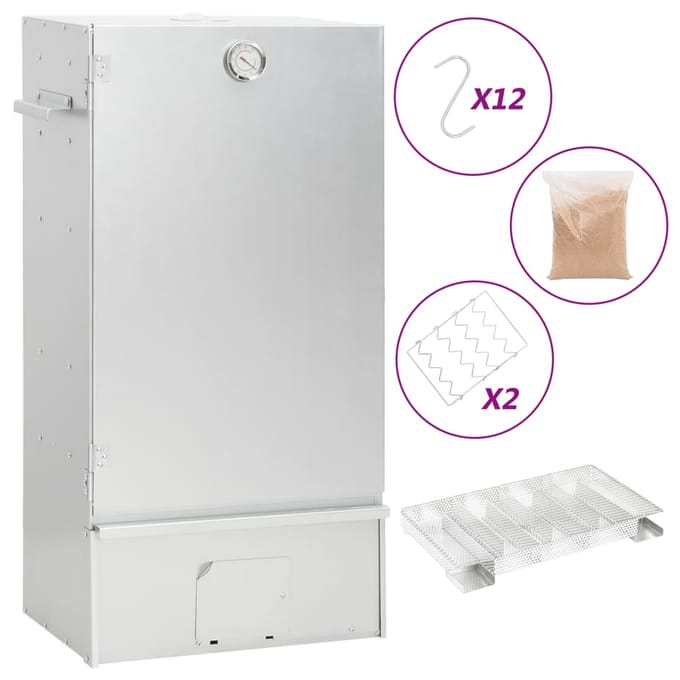 vidaXL - BBQ-rookoven - met - koude - rookgenerator - gegalvaniseerd - staal