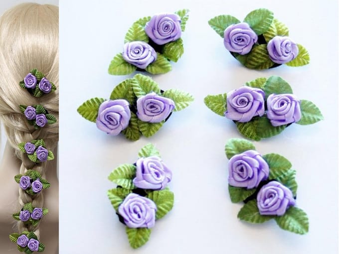 6 HAAR BLOEMEN CLICKS ROOSJES LILA