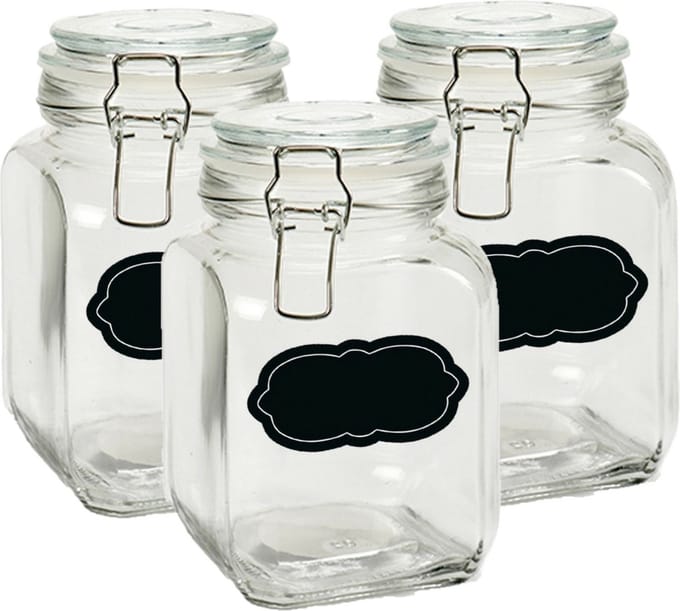 Weckpot/inmaakpot - 4x - 1.2L - glas - met beugelsluiting - incl. etiketten