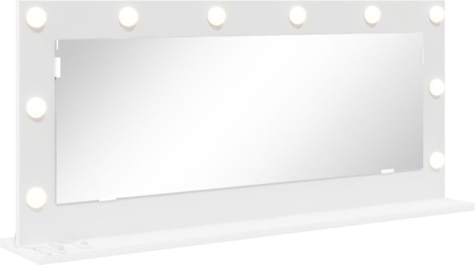 vidaXL - Make-up - Spiegel - Wit - 100 - x - 45 - x - 18 - cm - Glas - en - samengesteld - hout