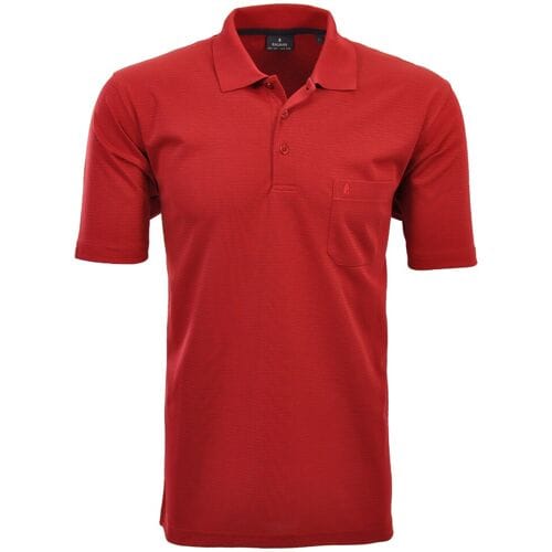Ragman Polo Softknit Fine Stripe Easy Care Aardbei / male