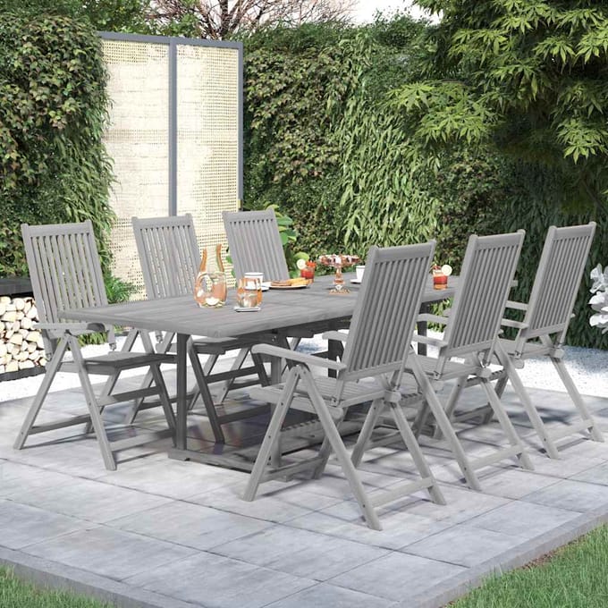 vidaXL - 7-delige - Tuinset - massief - acaciahout