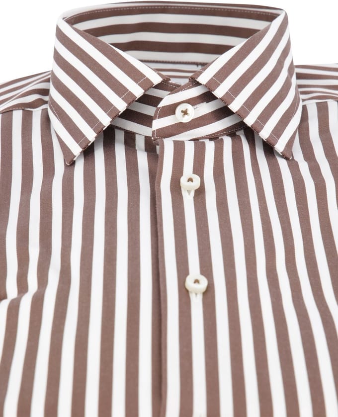 Eterna overhemd bruin gestreept modern fit 100% katoen
