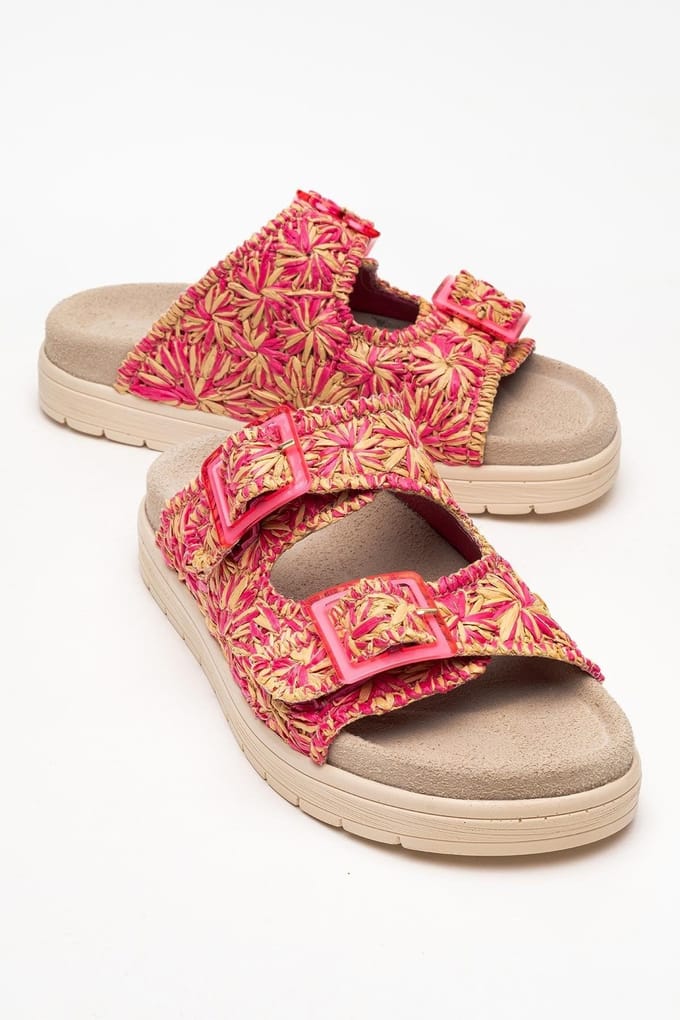 Milana Leer Double‑Strap Sandaal (Women)