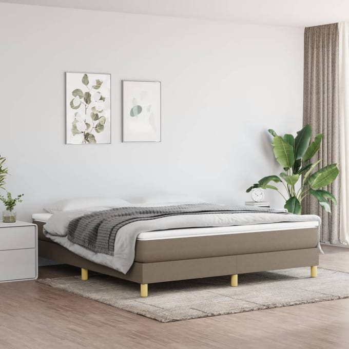 vidaXL - Boxspring - bed - stof - taupe - 180x200 - cm