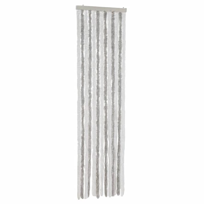 vidaXL - Vliegengordijn - 56x185 - cm - chenille - lichtgrijs - en - wit