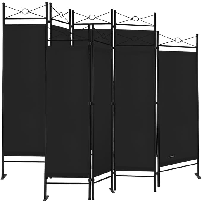 Kamerscherm Lucca Set van 2 Zwart Staal 180x163cm