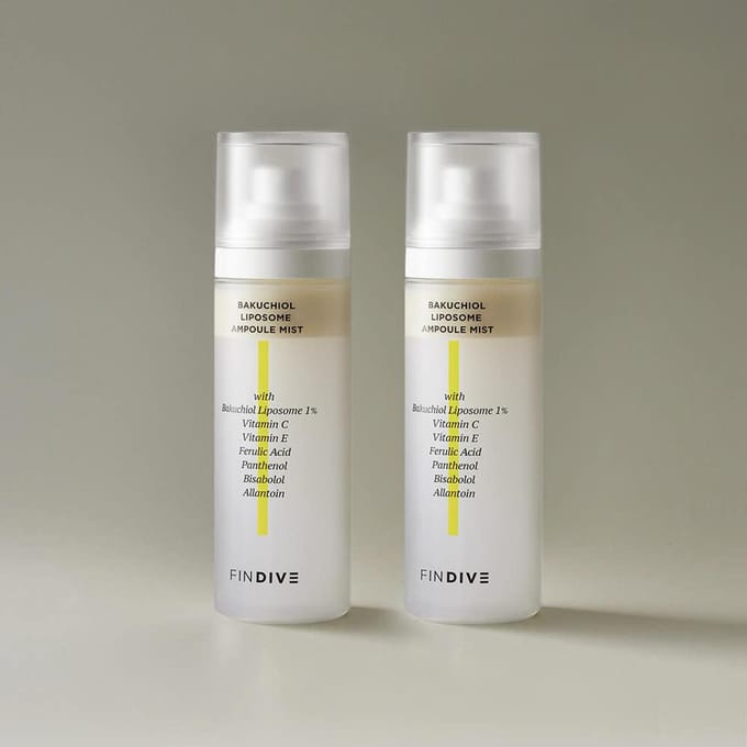 Findive Bakuchiol Liposoom Ampul Mist 100ml 2-Pack Anti-Aging Hydraterend Verstevigend Glow K-Beauty white