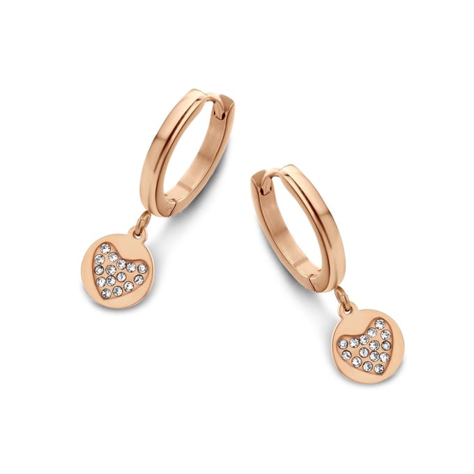 CO88 Collection Beloved 8CE-70101 Stalen Oorringen - Hart 8 mm - Roségoudkleurig