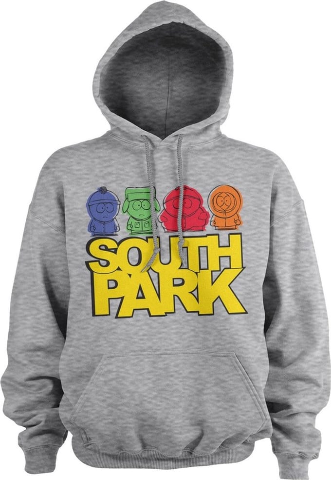 South Park Hoodie met capuchon, schetsprint, heather-grijs