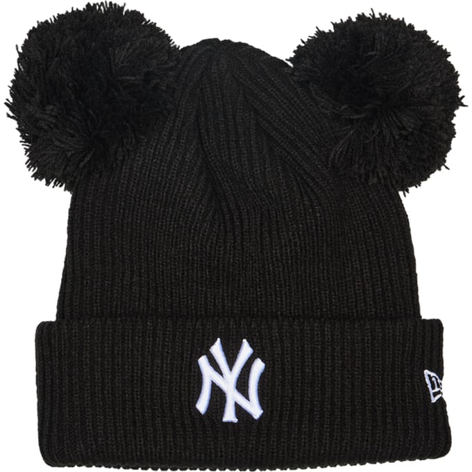 New Era Wmns Double Pom Beanie New York Yankees Hat, Vrouwen, Zwart, Muts, maat: One size
