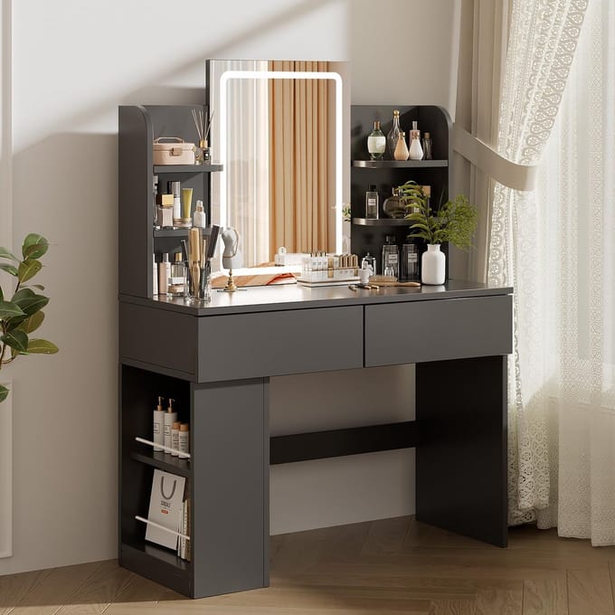 Moderne Kaptafel met Verstelbare LED Verlichting en Grote Spiegel