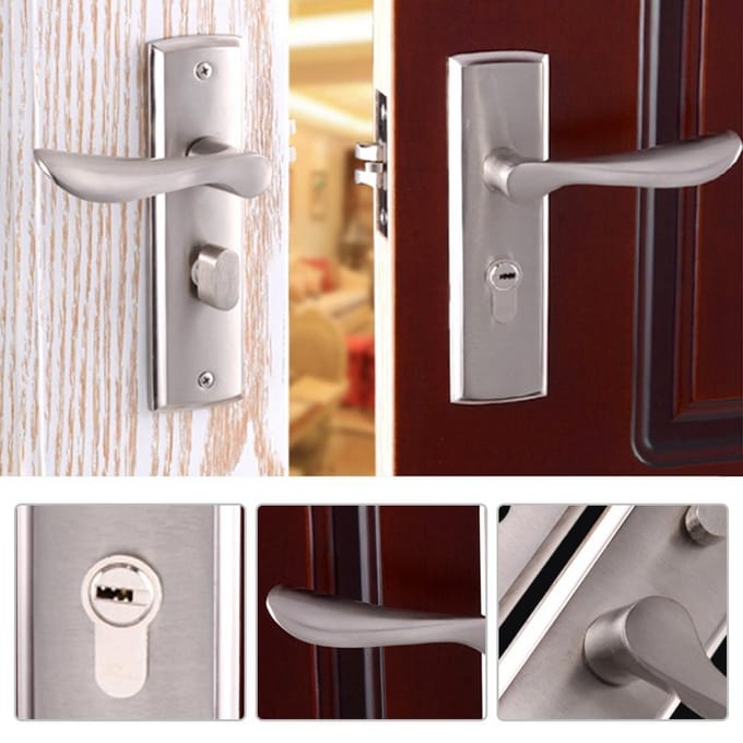 Serrure de sécurité intérieure en alliage d'aluminium Durable Poignée de porte de chambre à coucher et de toilette