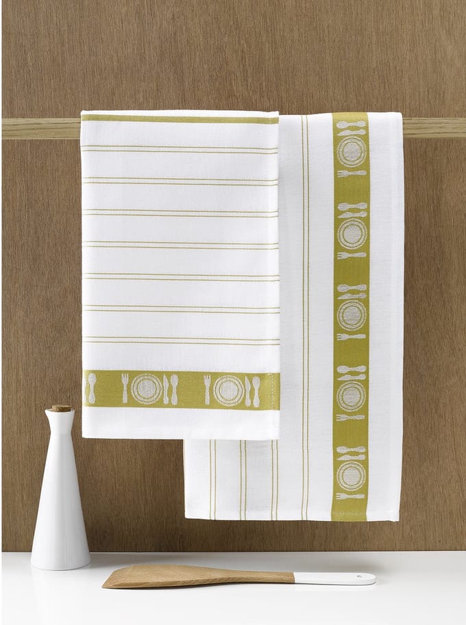 De Witte Lietaer Theedoek BML, Geelgroen - 3 stuks - 65 x 65 cm - Katoen