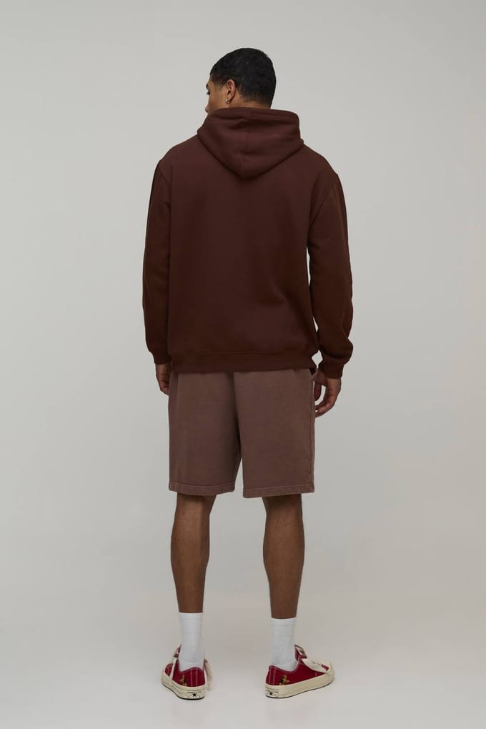 Baggy Fit Workwear Gewassen Loopback Jersey Shorts | Washed Chocolate | Size Medium